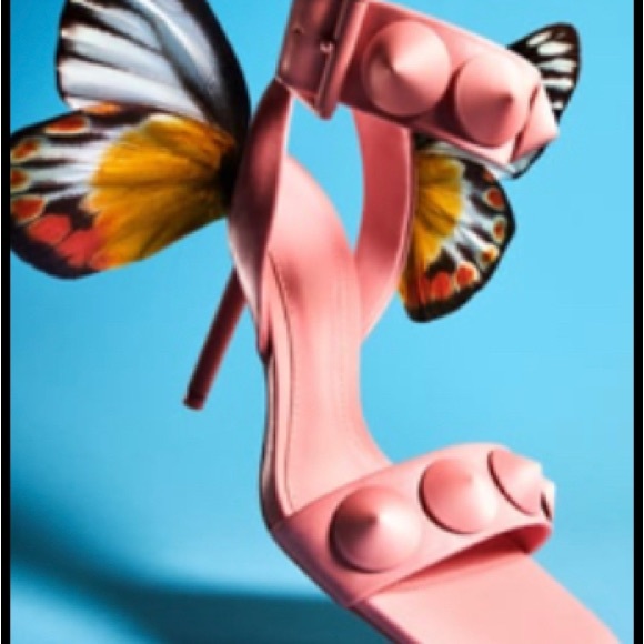 PINK RUBBERIZED STUDDED HEELED SANDLE - Picture 2 of 2